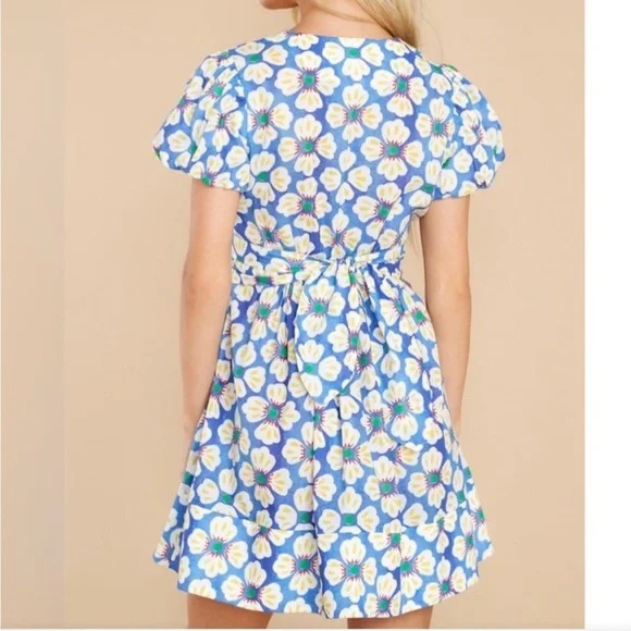 NWT Deloreta Mini Floral Blue Cotton Dress M - Picture 7 of 7